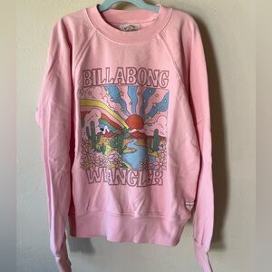 Billabong X Wrangler On The Rise Pink Sweatshirt, (big) Girl Size Medium